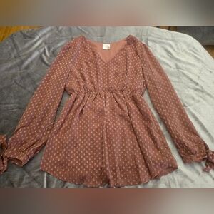 Elegant Mauve Long Sleeve Women's Top